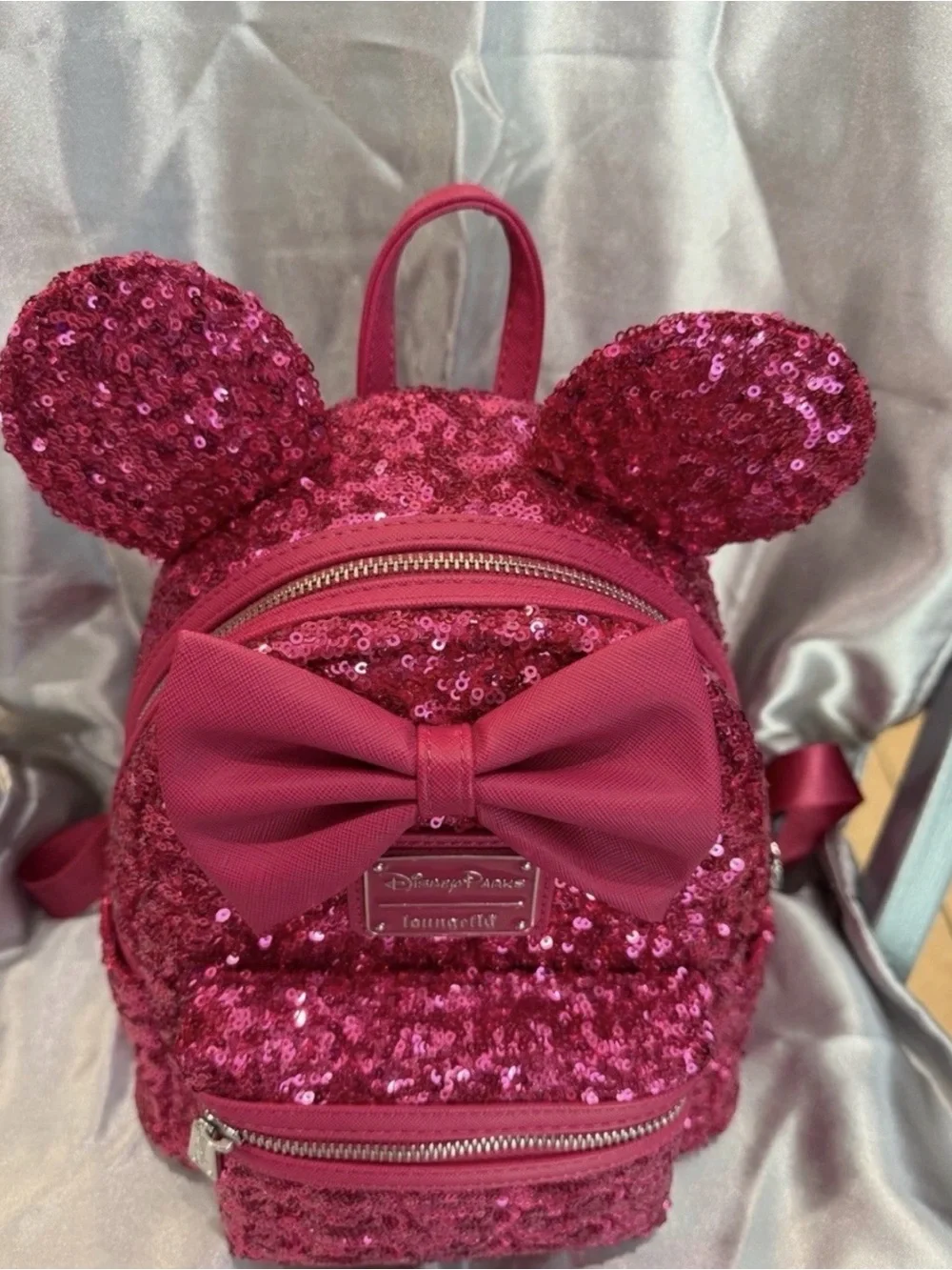 Loungefly x Disney Parks Pink Sequin Minnie Ear Mini Backpack